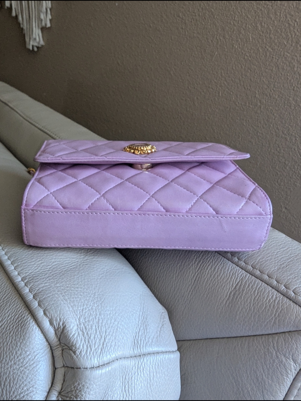 St. John Quilted Lilac Chain Crossbody Bag - Picture 5 of 11